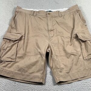 VTG Polo Ralph Lauren Cargo Shorts Mens‎ 44B (42) Big Heavy Cotton Utility Beige